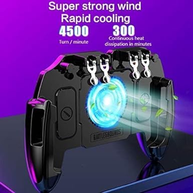 Mikirini Mobile Phone Game Controller w/built-in 4000mAh Battery & Semiconductor Cooling Fan for 4.5-6.7" iPhones/Android Phones, compatible with PUBG Mobile/Call of Duty Mobile/Fortnitee Mobile/Free Fire