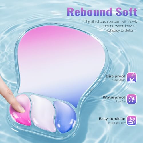 Ospelelf Mouse Pad with Wrist Rest Set Gel Ergonomic Keyboard Wrist Support Anti-Slip Rubber Bottom Office Women Desk Accessories for Computer, Laptop and Gaming, Pink and Blue - color: Pink and Blue, style: Keyboard Rest + Mouse Rest + Coaster