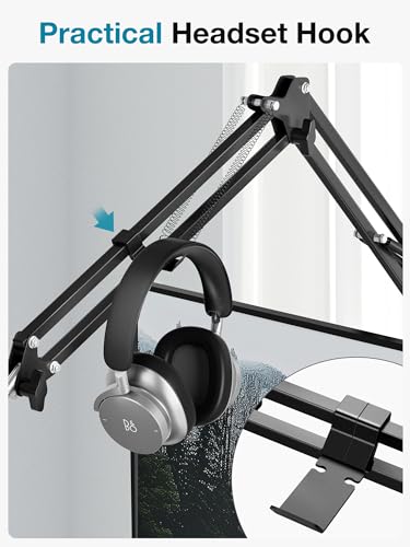 InnoGear Desk Mic Stand, 360° Rotatable Overhead Mic Boom Arm Microphone Stands High Riser for Blue Yeti Snowball HyperX QuadCast SoloCast Fifine Shure SM7B and Other Mics - color: Black, style: High-profile