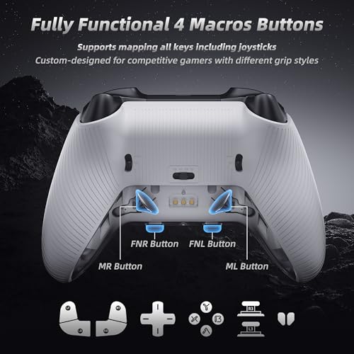 Mytrix PC Controller with Charing Dock, Wireless Bluetooth 2.4G Wired Multi-Platform Controllers Hall Effect Joysticks Hall/Micro 2-in-1 Triggers, 1000Hz Report Rate 4 Macro Keys ABXY MicroSwitch [windows] - color: Gray