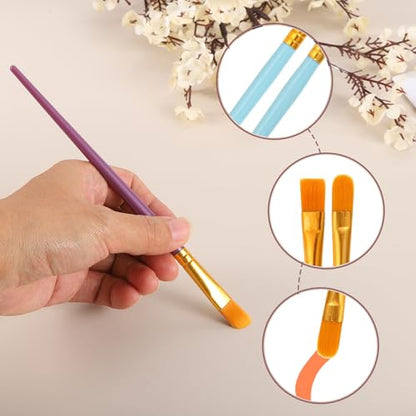 PATIKIL Paint Brushes Set, 200Pcs Acrylic Paint Brush Nylon Hair for Watercolor Oil Painting Miniature Detailing Rock Painting, Blue - color: Blue