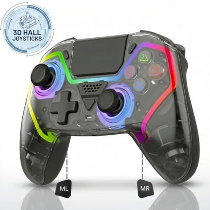 Fyvra Wireless Controller compatible with PS5, PS5 Slim, PS5 Pro, PC, iOS, Mac, Android and Steam with Hall Effect Joysticks and Triggers, 6-Axis Gyro, RGB Lighting, Programmable Back Buttons, Bluetooth 5.3