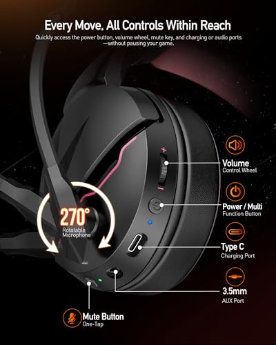 Acer Wireless Gaming Headset, PS5 Headset with 2.4GHz for Ps5, Ps4, PC, Switch, Bluetooth 5.3 + 100Hrs Gaming Headphones with Noise Canceling Mic for Laptop, Mobile, Mac, 50mm Drivers (Blackpink) - color: BlackPink