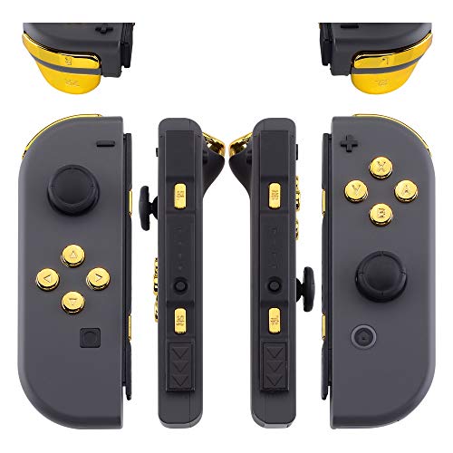eXtremeRate Chrome Gold Full Set Replacement Buttons for Nintendo Switch & OLED JoyCon, ABXY Direction Keys SR SL L R ZR ZL + - Home Capture Trigger Buttons Springs - Controller Without - color: Chrome Gold