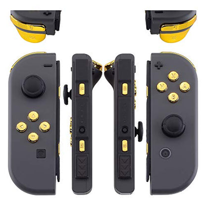 eXtremeRate Chrome Gold Full Set Replacement Buttons for Nintendo Switch & OLED JoyCon, ABXY Direction Keys SR SL L R ZR ZL + - Home Capture Trigger Buttons Springs - Controller Without - color: Chrome Gold