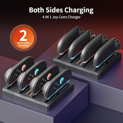 Charging Dock for Nintendo Switch 2 Joy-Con Controllers – Organized Storage Stand for Switch 2 Accessories, Bi-Directional Design, LED Indicators & Overcharge Protection