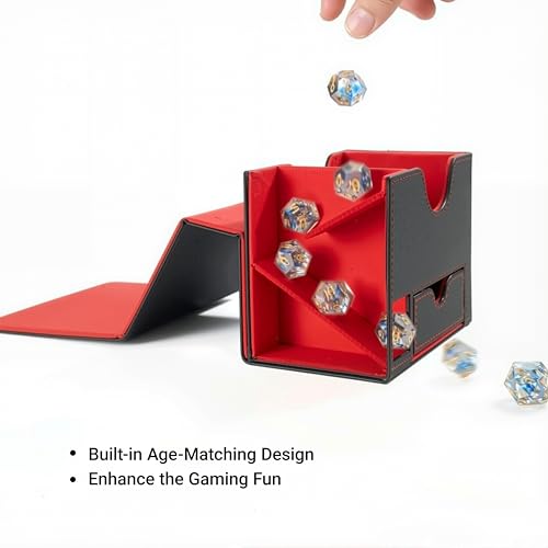 Commander Deck Box for MTG with Dice Tray - Card Deck Box Fits 100 Double-Sleeved Cards & 35PT Card Brick with Commander Display & Magnetic Holder for TCG/CCG Games-Black/Red - color: Black Red