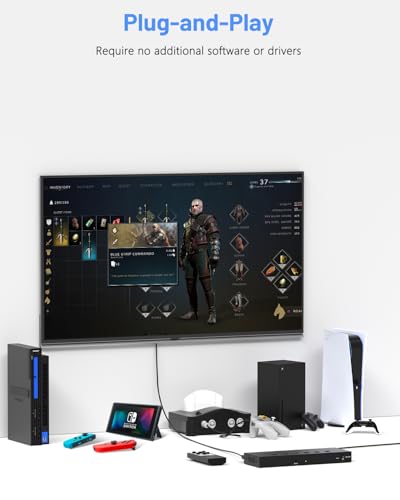 5-in-1 HDMI/AV Switcher, RCA to Digital Converter – 2 AV & 3 HDMI Inputs, Support HDR & HDCP 2.2 & Full 3D for Sega/Xbox/PS1/PS2/Xbox,PS5/PS4,Roku,Fire Stick - size: 2AV+3HDMI to HDMI Converter