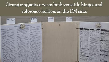 Wooden Dungeon Master Screen, 4-Panel Magnetic Engraved DM Screen, 11.25x35 inches (Warrior Woman) - style: Warrior Woman