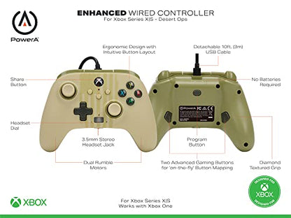 PowerA Enhanced Wired Controller for Xbox Series X|S - Desert Ops, Officially Licensed for Xbox - color: Desert Ops