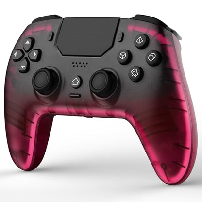 BETMI Wireless Controller for PS-5, Pro/Slim/PC (Black/Hot Pink/Clear) | Hall Effect Joystick & Trigger/Macro/Turbo/RGB Light/3.5mm TRRS Audio Jack/Speaker/Mic/Mute Button/6-Axis Gyro/Dual Vibration