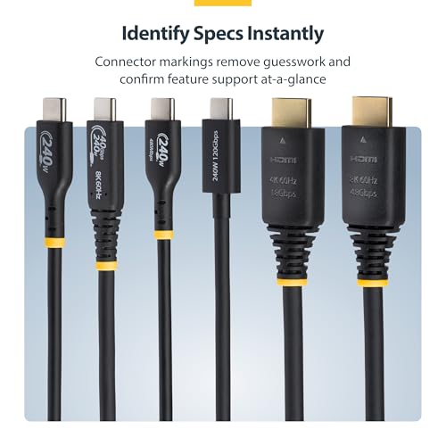 StarTech 6ft Ultra High Speed HDMI Cable, 8K 60Hz, HDR10+, 48Gbps | 8K 60Hz/4K 120Hz, HDMI 2.1 Cord with HDR10+ / eARC, Certified, HDMI21-CBL-8K60-6F - size: 6 ft