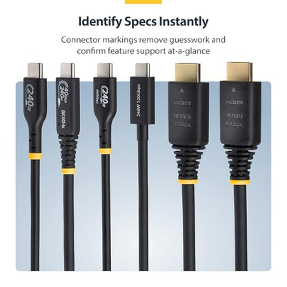 StarTech 1.6ft Ultra High Speed HDMI Cable, 8K 60Hz, HDR10+, 48Gbps | 8K 60Hz/4K 120Hz, HDMI 2.1 Cord with HDR10+ / eARC, Certified, HDMI21-CBL-8K60-50CM - size: 1.6 ft