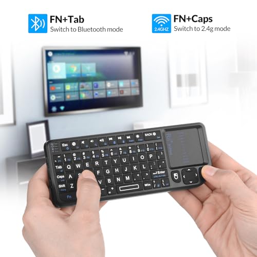 Rii Mini 2.4G Bluetooth Keyboard with Backlit and Touchpad for Smart TV,HTPC