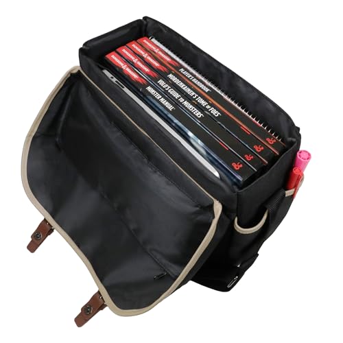 ENHANCE Designer Edition DnD Bag - RPG Player's Dungeons and Dragons Messenger Bag Fits Player's Handbook, Binders, Dice - color: Black