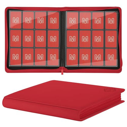Premium Card Binder 12 Pocket for 720 Pockets Trading Card Binder, PU Zipper Card Collection Album, Sturdy Side-Loading Card Book Holder for MTG, TCG, Game Cards, Sports Cards - color: 12 Red