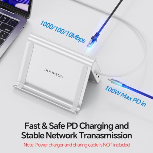 11-in-2 USB C Docking Station Dual Monitor 4K@60Hz for for M5/M4/M3 Pro/Max | PULWTOP MacBook Docking Station with 2 HDMI, Vertical Stand Dock, PD, Ethernet, SD/TF, 10Gbps USB A/C, USB 2.0, Audio- Silver - color: Silver