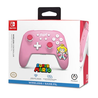 PowerA Wireless Controller for Nintendo Switch - Princess Peach Pink, Switch Lite/Switch-OLED Model, Nintendo Switch 2, AA Battery Powered (Battery Included), Bluetooth, Motion Controls, Officially Licensed - style: Princess Peach