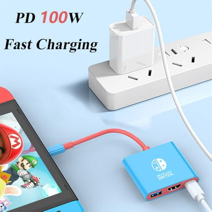 Switch Docking Station for Nintendo Switch, 100W Fast Charging Dock Station with 4K@60Hz HDMI, USB C to HDMI Adapter for Steam Deck, MacBook, Laptop, TV Monitor