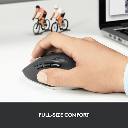 Logitech M720 Triathalon Full Size Multi-Device Wireless Mouse - Black | Connect via Bluetooth or included USB-A receiver, pair up to 3 devices, Logitech Flow compatible, 6 customizable buttons - style: M720