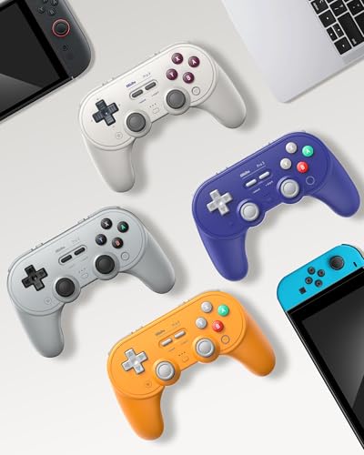 8Bitdo Pro 3 Bluetooth Controller (GB) - TMR Joysticks | For Switch/Switch 2, Windows/Apple/Android, Swappable ABXY Buttons, Pro Back Buttons, Hall Effect Triggers, Charging Dock - color: G Classic, size: Pro 3