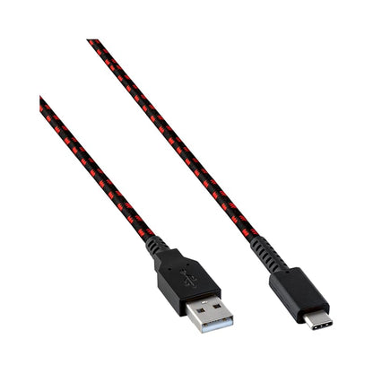 PDP Gaming Charge Cable Licensed for Nintendo Switch 8 ft USB-C | 8-Foot Charging Cable, Durable Braided Design, Cable Management Tie Strap, Charge & Sync Compatibility, Black/Red