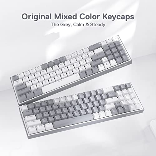 Redragon K628 Pollux 75% Wired RGB Gaming Keyboard, 78 Keys Compact Mechanical Keyboard w/100% Hot-Swap Socket, Free-Mod Plate Mounted PCB & Dedicated Arrow Keys, Quiet Red Switch - color: White & Grey 75% Wired