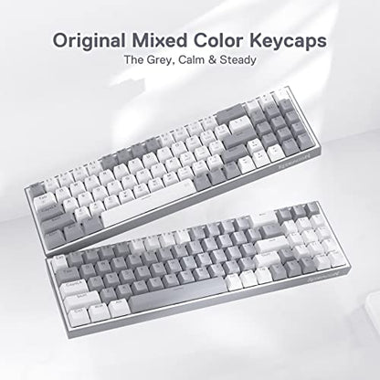 Redragon K628 Pollux 75% Wired RGB Gaming Keyboard, 78 Keys Compact Mechanical Keyboard w/100% Hot-Swap Socket, Free-Mod Plate Mounted PCB & Dedicated Arrow Keys, Quiet Red Switch - color: White & Grey 75% Wired