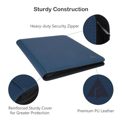 Top loader Binder, Holds 432 Top Loaders, 9 Pockets Top Loader Binder with Sleeves for Cards in 3'' x 4'' Top loaders -Blue - color: Blue