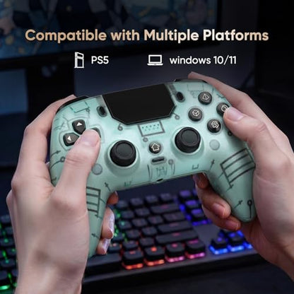 BETMI LED Wireless Controller for PS5, Pro/Slim/Steam Deck/PC(Frosted Blue) | Hall Joysticks/Trigger, Marco Back Button, Turbo, Dual Vibration, 6-Axis, 3.5mm Jack, Built-in Mic, Gamepad with Speaker - color: Frosted Blue