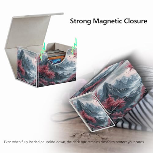 Strong Magnet Card Case Deck Box Mtg Card Box Playing Card Box Magic Deck Box Tcg Up to 200 Cards Creative Pattern Trading Card Storage Box for Collectible Card Games, Chinese Landscape Flowers - color: Chinese Landscape Flowers