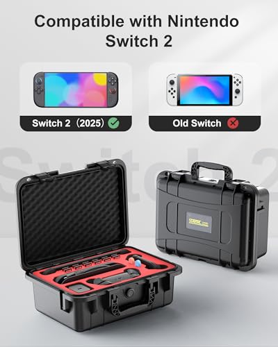 STARTRC GAMES Hard Carrying Case for Nintendo Switch 2, Professional Deluxe IP67 Waterproof, Soft Lining Hard Travel Case for Nintendo Switch 2 Console Pro Controller & Accessories (Black) - color: Black