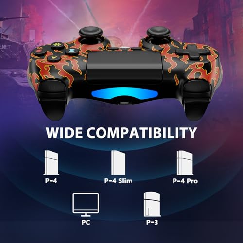 Kujian Wireless Controller for PS4, 2 Pack Controllers for PS4 with Double Vibration/6-Axis Sensor/Touch Pad/Headphone Jack, Ergonomic Non-Slip Grip Compatible with PS 4/Slim/Pro (Red & Blue) - color: Red & Blue