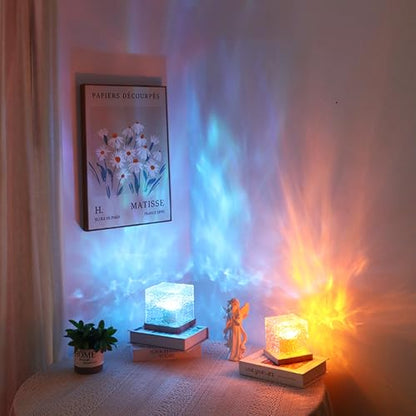 Ocean Wave Projector Light, 16 Color Rechargeable Ocean Lamp, with Power Touch Control and Remote Control Luminorthe Cube Lamp, Bringing You Romance and Tranquility(Charge) - color: Purple