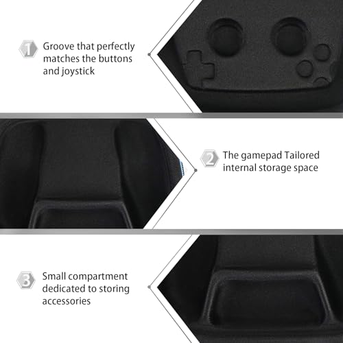 Baval Hard Case for Playstation 5 PS5 DualSense Wireless Controller | Protective Storage Box, Specifically Design for PS 5 Controller, Soft Velvet Lining, Customized Slots, Snug Fit, Black Case - color: Black Hard Case