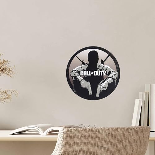 Call of Duty Black Ops Soldier Round Metal Wall Art | Striking Call of Duty Sign for Game Room or Bedroom - color: Gray/Black