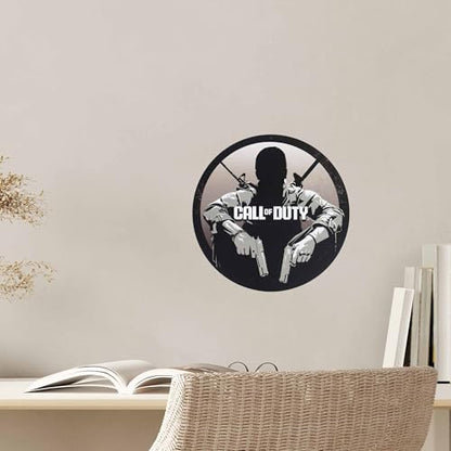 Call of Duty Black Ops Soldier Round Metal Wall Art | Striking Call of Duty Sign for Game Room or Bedroom - color: Gray/Black