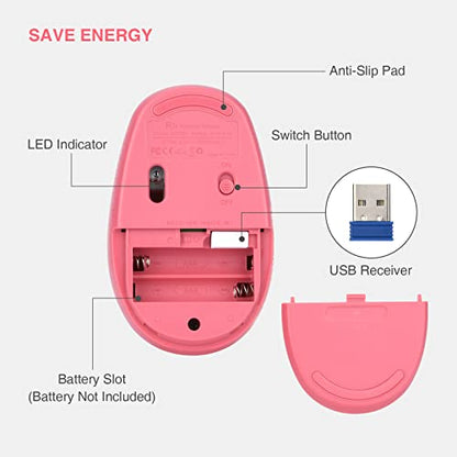 Rii Wireless Mouse RM700 2.4G Silent Mouse with USB Nano Receiver for Laptop,PC,Mac,Chromebook,Windows (Pink) - color: PINK