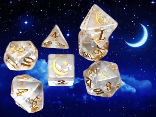 Moon Star Resin Dice Set for Dungeons and Dragons Polyhedral RPG Tabletop Dice