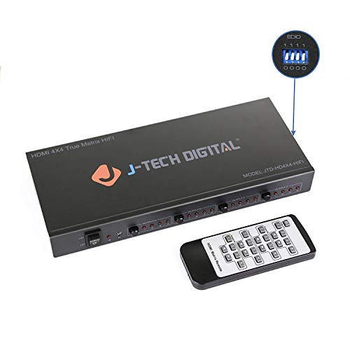 J-Tech Digital 4K 30Hz 4x4 HDMI Matrix Switch Switcher with HDCP 3D & Deep Color HDMI 1.4 Ultra HD Control4 Driver Available - size: 4K30 4x4 HDMI Matrix