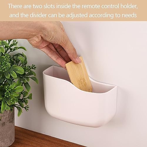 Tecbeauty 2 Pack Adhesive Remote Control Holder Wall Mount Universal TV Remote Organizer Caddy Storage Box Tray Hollow Bottom Slot Easy Phone Charging Home Office Desk Nightstand - style: 2pcs large remote control holder