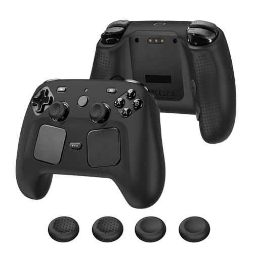 Case Cover Compatible with Steam Controller 2 2026, Soft Silicone Protector Cover Skin Case for Steam Controller 2 with Thumb Grip Caps, Anti-Scratch, Shockproof (Black) - color: Black