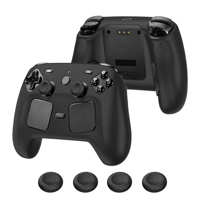 Case Cover Compatible with Steam Controller 2 2026, Soft Silicone Protector Cover Skin Case for Steam Controller 2 with Thumb Grip Caps, Anti-Scratch, Shockproof (Black) - color: Black
