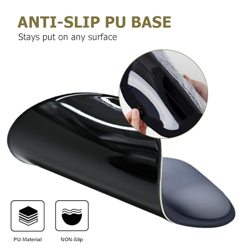 Ergonomic Mouse Pad with Wrist Rest and Keyboard Wrist Rest, Onyx Black | Wrist Rest for Computer Keyboard with Non-Slip PU Base, Pain Relief, Gel Mousepad with Wrist Support for Home & Gaming - color: Onyx Black