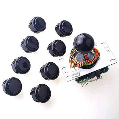 Sanwa JLF-TP-8YT Joystick + Sanwa 8 pcs OBSF-30 Push Button Bundle Kit Color : Black - for Arcade Game 4 & 8 Way Adjustable, Compatible with Catz Mad SF4 Tournament Joystick S@NWA - color: Black