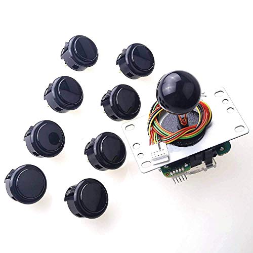 Sanwa JLF-TP-8YT Joystick + Sanwa 8 pcs OBSF-30 Push Button Bundle Kit Color : Black - for Arcade Game 4 & 8 Way Adjustable, Compatible with Catz Mad SF4 Tournament Joystick S@NWA - color: Black