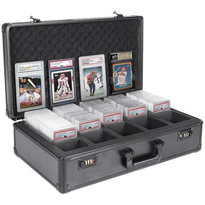 Graded Card Storage Box 5 Slots, PSA/BGS Graded Slabs-Collector Box for Trading & Sports Cards with Coded Lock, Easy to Carry(No Card) - style: 5 SLOTS