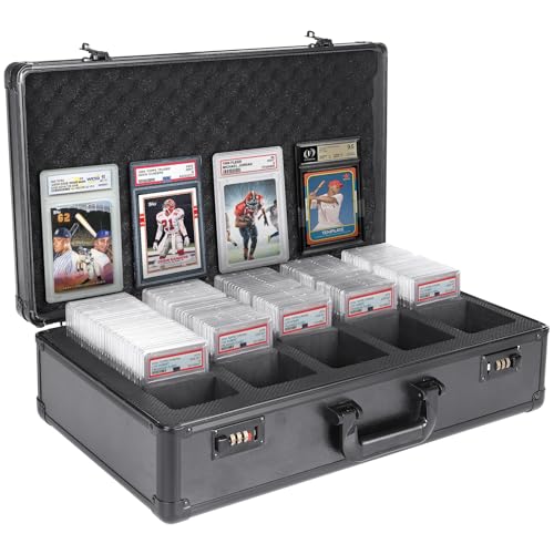 Graded Card Storage Box 5 Slots, PSA/BGS Graded Slabs-Collector Box for Trading & Sports Cards with Coded Lock, Easy to Carry(No Card) - style: 5 SLOTS