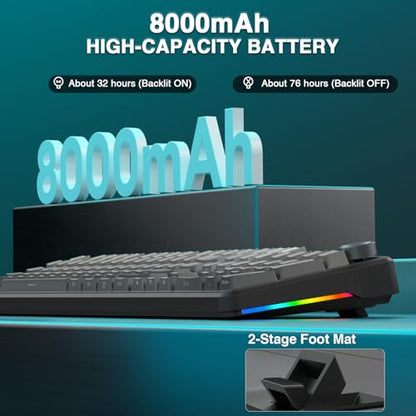 AULA F108 PRO - Wireless Mechanical Keyboard with Screen & Knob,Full Size Keyboard with 8000mAh Battery,Pre-lubed Switches,Side Printed PBT Keycaps,RGB Backlit Hot Swappable Custom Gaming Keyboards - color: Gradient Black