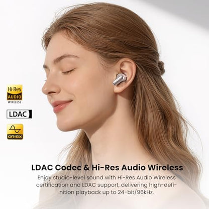 TOZO NC20 Pro Active Noise Cancelling Wireless Earbuds, Smart LCD Screen | LDAC Hi-Res Audio, Stereo Bass, 6 Mics AI Call Ear Buds, 80H Playtime, IPX8 Waterproof, 32 EQ via App, Wireless Charging - color: Rose Gold